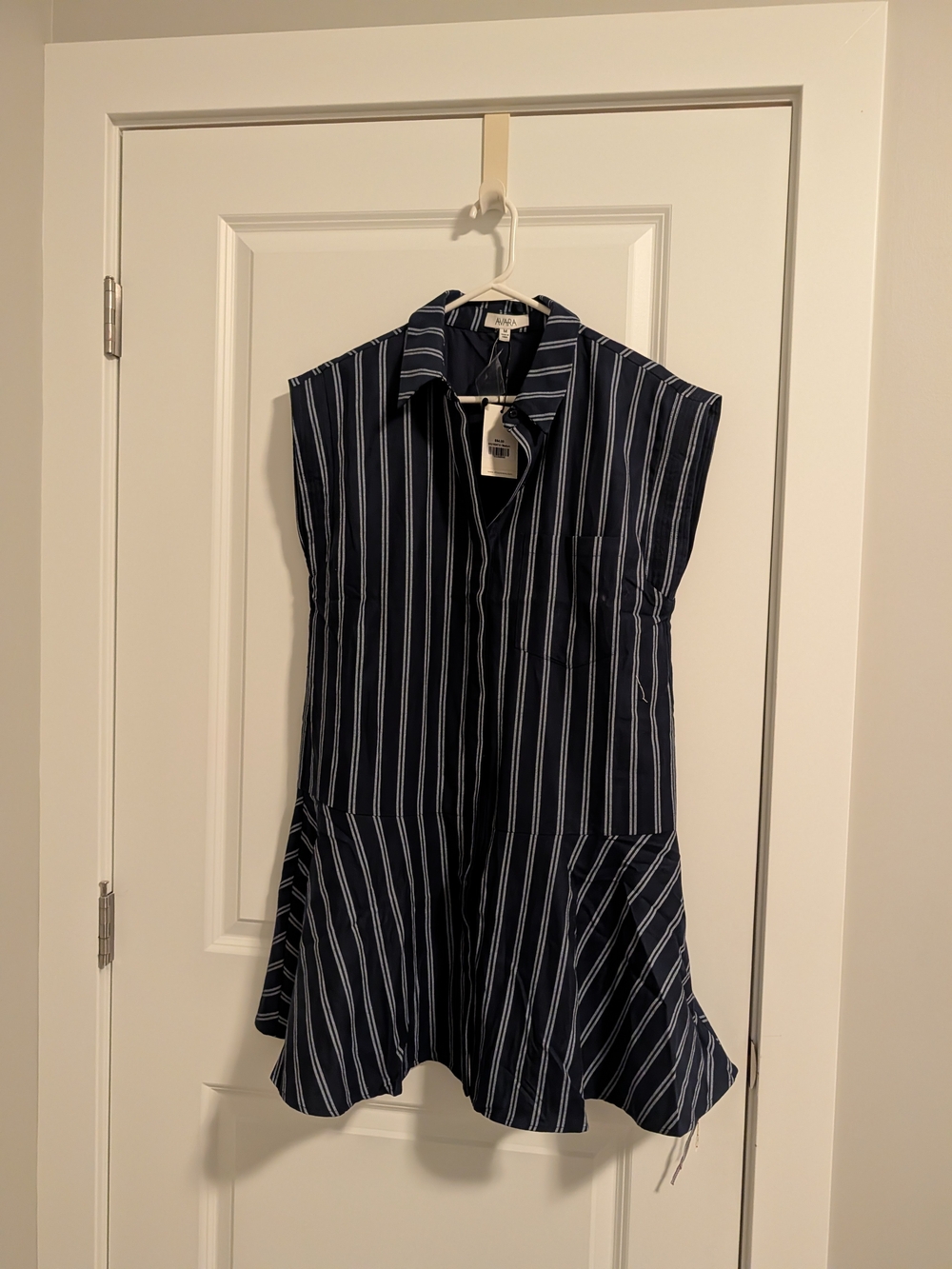 Navy Stripe Shirt Mini Dress by Zara